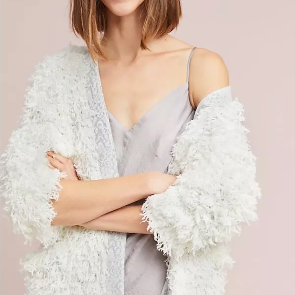 Anthropologie White Textured Blazer